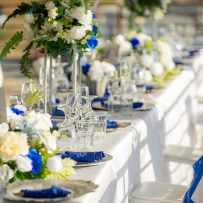 Elegant dining setup at SeaSpiration Beach House